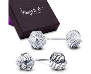 .925 Strand Knot Earrings Set-Silver