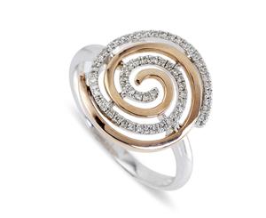 9K Rose Gold Diamond Swirl Ring