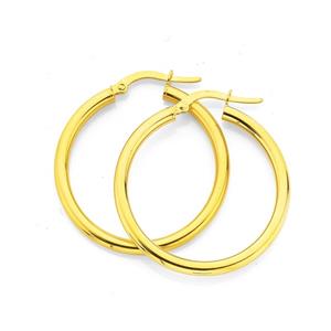 9ct Gold 2.5x25mm Hoop Earrings