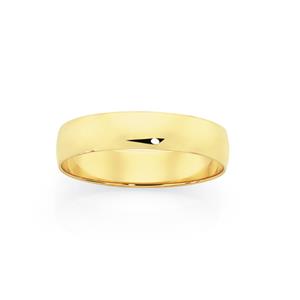 9ct Gold 5mm Half Round Wedding Ring - Size X