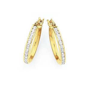 9ct Gold Cubic Zirconia Hoop Earrings