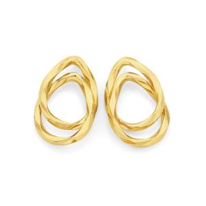 9ct Gold Double Twist Pear Stud Earrings