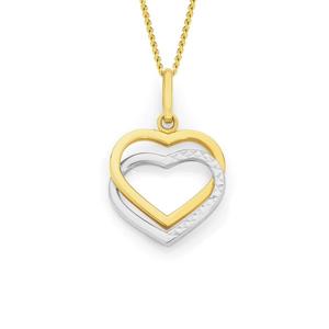 9ct Gold Two Tone Open Heart Pendant