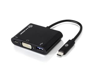 ALOGIC USB-C MultiPort Adapter to DVI/USB 3.0/USB-C with Power Delivery (60W) - Black