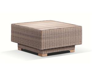 Acapulco Square Teak Top Outdoor Wicker Coffee Table - Brushed Wheat Wicker - Outdoor Tables