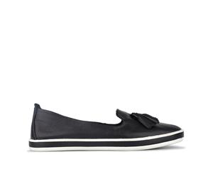 Airflex Gabble Womens Leather Casual Round Leather Slip-Ons - Black
