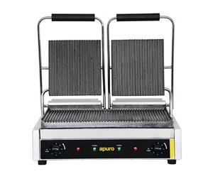 Apuro Bistro Double Contact Grill Ribbed Plates Electric Cooking Equipment Sandw