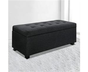 Artiss Blanket Box Ottoman Storage Fabric Footstool Chest Toy Bed Charcoal