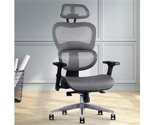Artiss Office Chair Computer Gaming Chair Chairs Mesh Net Grey Seat Seating Recliner Recline Executive Headrest Armrests Lumbar Support Contour Home