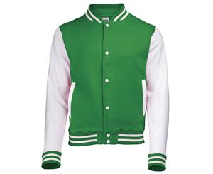 Awdis Kids Unisex Varsity Jacket / Schoolwear (Kelly Green/White) - RW191