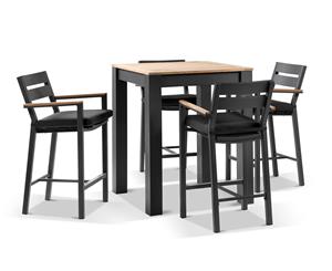 Balmoral 4 Seater Square Bar Table With 4 Capri Bar Stools - Outdoor Aluminium Dining Settings - Charcoal Aluminium