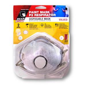 Bear Disposable Paint Mask With Active Carbon Filter And Valve - 2 Pack