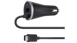 Belkin USB-C Car Charger with Handwired USB-C Cable and USB-A Port