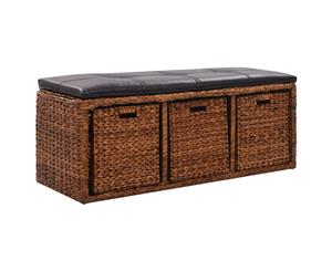 Bench with 3 Baskets Seagrass 105x40x42cm Brown Home Storage Organiser