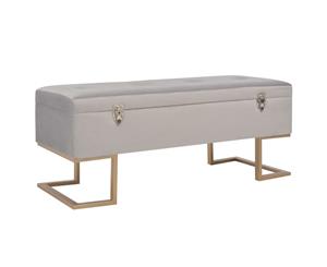 Bench with Storage Compartment 105cm Grey Velvet Entryway Ottoman Seat