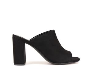 Betts Mila Womens Dress Heels Round Block Heel Mules - Black