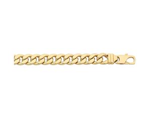 Bevilles 9ct Yellow Gold Silver Infused Flat Curb Bracelet 23cm Curb Link