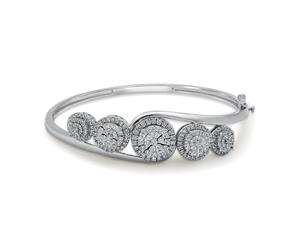 Bevilles Martina Halo 5 Station Bangle with 1.75ct of Diamonds in 9ct White Gold