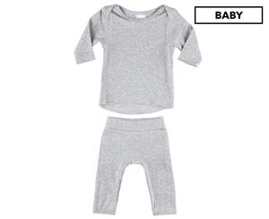 Bonds Baby The Daily Long Sleeve Tee / T-Shirt / Tshirt + Leggings Set - New Grey Marle