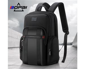 Bopai Luxury Style Leather & Microfibre Anti-Theft Business and Travel with USB Charging Backpack B5511 Black 15.6" Laptop
