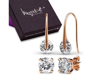 Boxed Earrings Set Embellished with Swarovski crystals -Rose Gold/Clear
