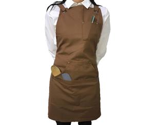 Brown Cotton Canvas Apron (With Pocket)