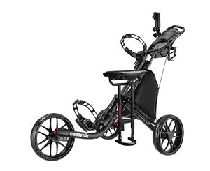 CaddyTek CaddyLite EZ-Fold Pro 3 Wheel Golf Buggy / Push Cart - Dark Grey + Removable Seat