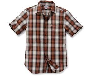 Carhartt Mens Short Sleeve Essential Open Collar Plaid Shirt - Plaid Sequoia