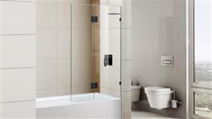 Cartia Jazz 900mm Fix and Swing with Nano Protection Glass Shower Screen - Matte Black