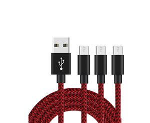Catzon 1M 2M 3M 3Packs Micro USB Cable Nylon Braided W Phone Cable Fast Charger Cable USB Cord -Black Red