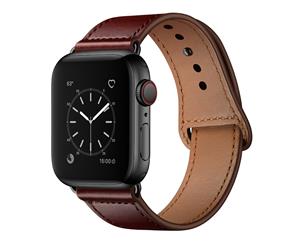 Catzon Watch Band Genuine Leather Loop 38/42mm Watchband For iWatch 40/44mm For Apple Watch 4/3/2/1  Bright Red Brown
