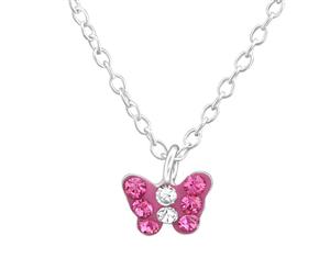 Children's Silver Butterfly Crystal Necklace Made with Swarovski Crystal