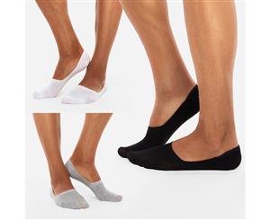 Chusette Women's Invisible Socks Set of 3 pairs (Black/White/Grey) - Black/White/Grey
