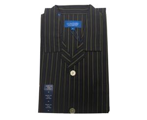 Contare Featherweight Shirt & Shorts Pyjamas Set - Charcoal Brown Stripe