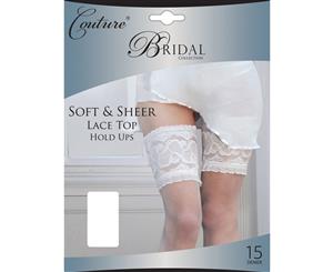 Couture Womens/Ladies Bridal Soft & Sheer Lace Top Hold Ups (1 Pair) (White) - LW128