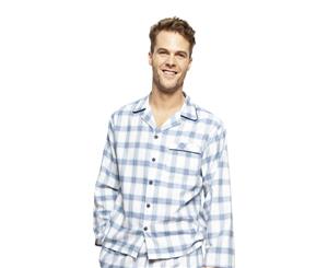 Cyberjammies 6423 Harper Blue Mix Check Cotton Long Sleeve Pyjama Top