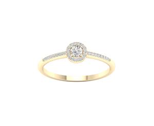De Couer 9KT Yellow Gold Round Diamond Halo Promise Ring (1/5CT TDW H-I Color I2 Clarity)