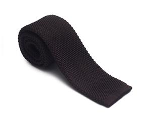 Decked-Up Men's Knitted Tie - Brown Solid