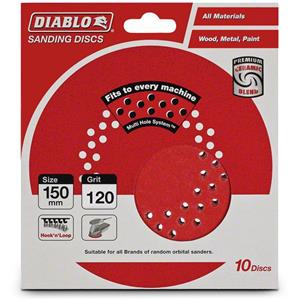 Diablo 150mm 120-Grit Multi-Hole Velcro Sanding Disc - 10 Piece