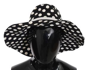 Dolce & Gabbana Black Polka Dot Wide Brim Cotton Hat
