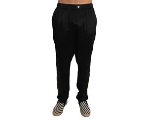 Dolce & Gabbana Lounge Solid Black Silk Sleepwear Pajama Pants