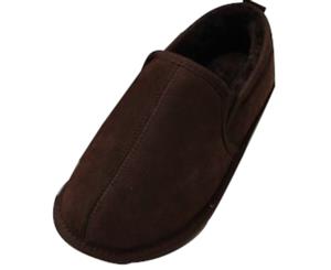 Eastern Counties Leather Mens Sheepskin Lined Hard Sole Slippers (Chocolate) - EL168