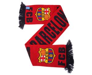 Fc Barcelona Official Knitted Football Crest Wordmark Scarf (Red/Navy) - SG1955