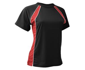 Finden & Hales Womens/Ladies Coolplus Jersey Team Sports T-Shirt (Black/Red/White) - RW410