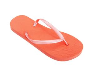 Floso Womens/Ladies Textured Toe Post Flip Flops (Coral) - FLIP252
