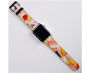 For Apple Watch Band (42mm) Series 1 2 3 & 4 Vegan Leather Strap Rose Petals