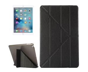 For iPad 20182017 CaseElegant Silk Textured 3-folding Leather CoverBlack