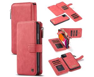 For iPhone 11 Pro Case Wallet PU Leather Detachable Flip Cover Red