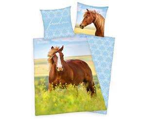 Freedom Horse Single Duvet Cover and Pillowcase Set