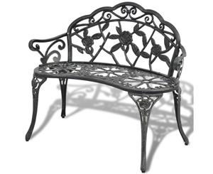 Garden Bench 100cm Cast Aluminium Green Outdoor Garden Patio Park Chair